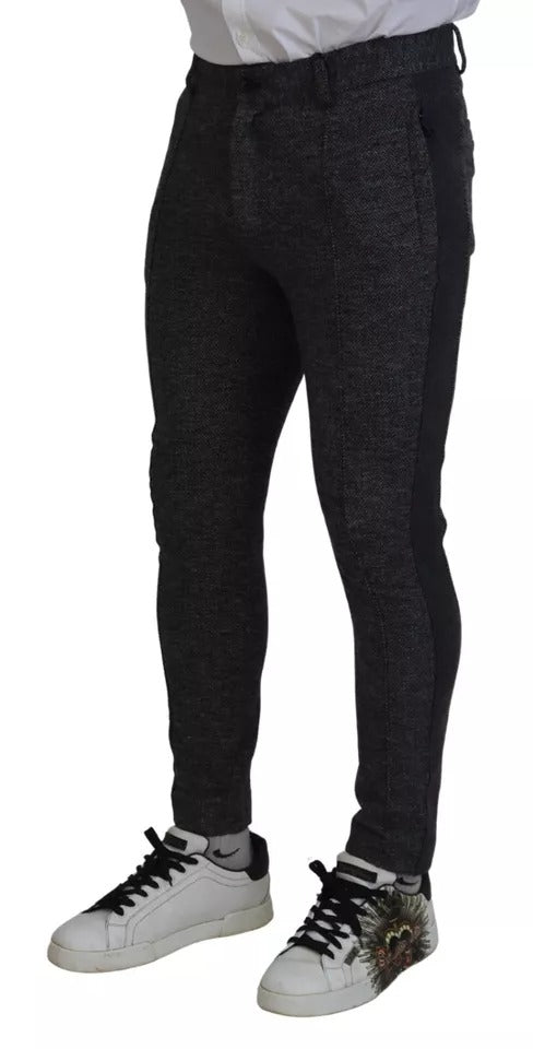 Dolce &amp; Gabbana Gray Chevron Viscose Skinny Pants
