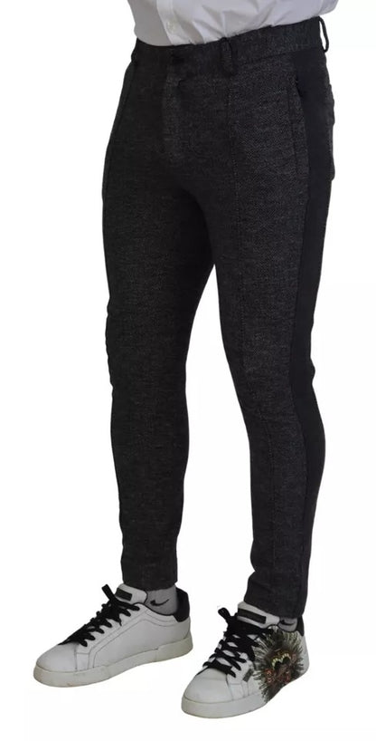 Dolce &amp; Gabbana Gray Chevron Viscose Skinny Pants