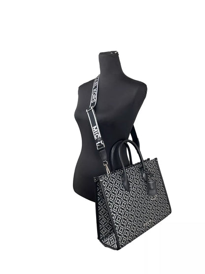 Sac fourre-tout à bandoulière Michael Kors Mirella de taille moyenne avec fermeture éclair sur le dessus, noir