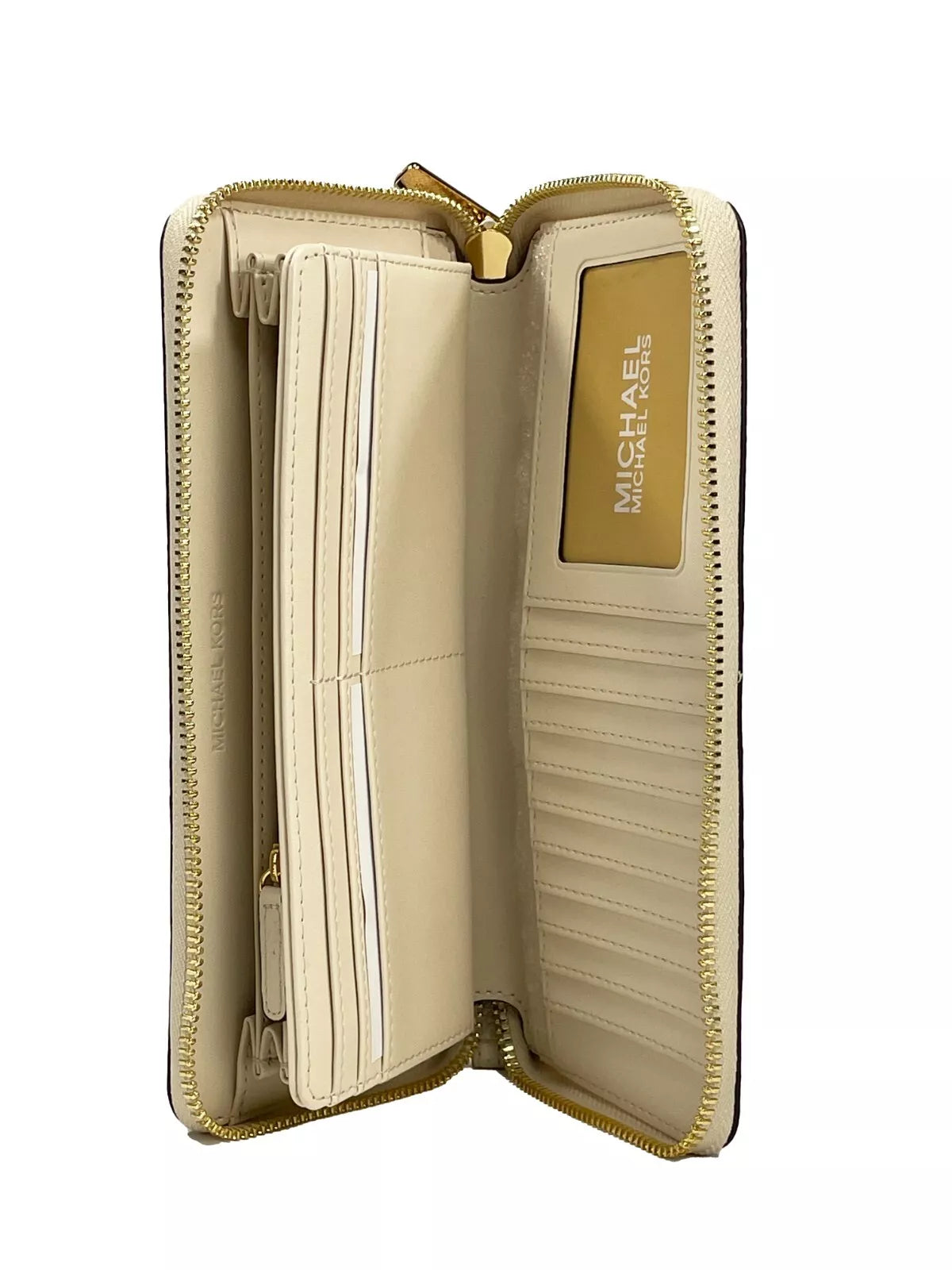 Michael Kors Jet Set Travel Center Stripe Signature Continental Wallet Vanilla Pale Gold – par Michael Kors | Disponible sur Sandy Store ByNet