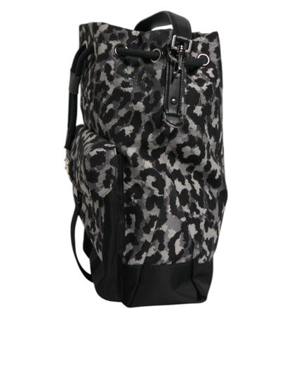 Bolso bandolera tipo hobo con estampado de leopardo en jacquard multicolor de Dolce &amp; Gabbana
