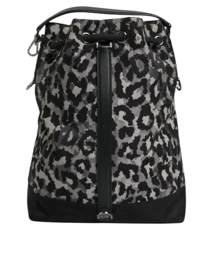 Bolso bandolera tipo hobo con estampado de leopardo en jacquard multicolor de Dolce &amp; Gabbana