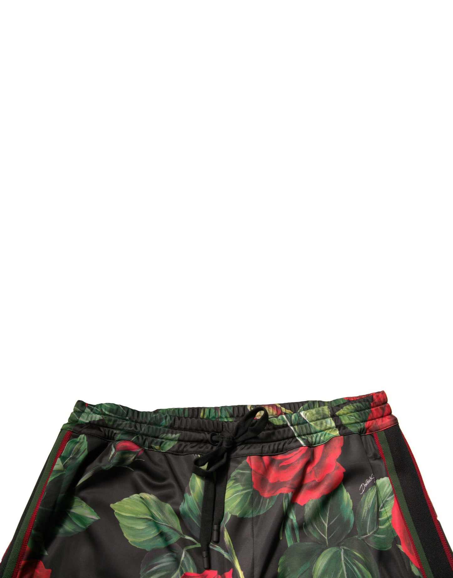 Dolce &amp; Gabbana Black Floral Polyester Jogger Sweatpants Pants