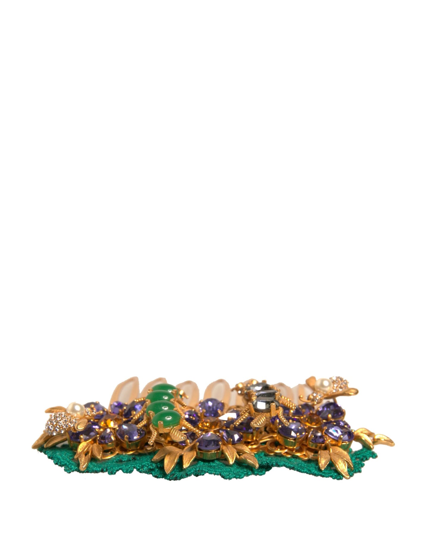 Dolce &amp; Gabbana Gold Brass Crystals Hair Stick Comb