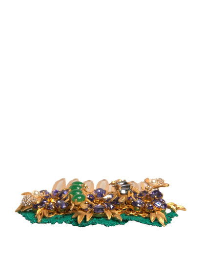 Dolce &amp; Gabbana Gold Brass Crystals Hair Stick Comb
