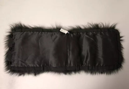Bufanda chal cruzada con cuello de hombro de piel negra de Dolce &amp; Gabbana
