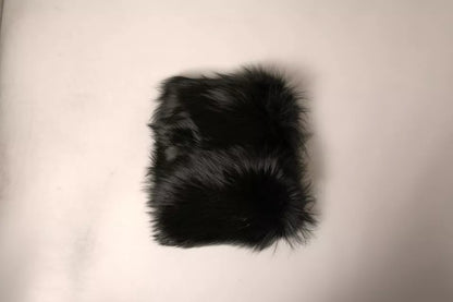 Bufanda chal cruzada con cuello de hombro de piel negra de Dolce &amp; Gabbana
