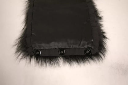 Bufanda chal cruzada con cuello de hombro de piel negra de Dolce &amp; Gabbana