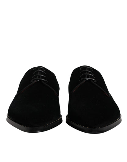 Zapatos Derby de algodón y terciopelo negro con cordones de Dolce &amp; Gabbana