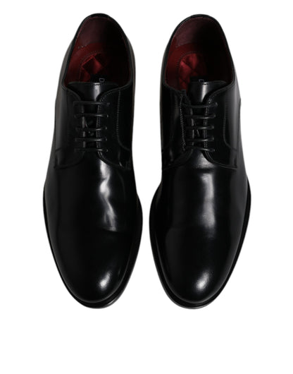 Zapatos Derby de vestir formales con cordones de piel de becerro negra de Dolce &amp; Gabbana