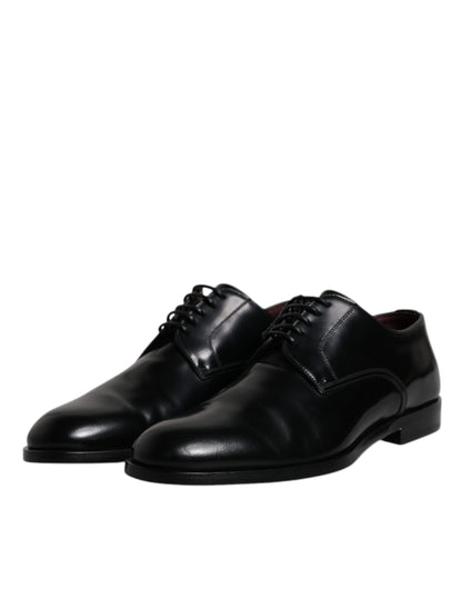 Zapatos Derby de vestir formales con cordones de piel de becerro negra de Dolce &amp; Gabbana