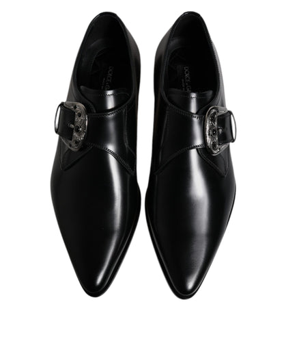 Zapatos Derby formales con hebilla de cuero negro de Dolce &amp; Gabbana