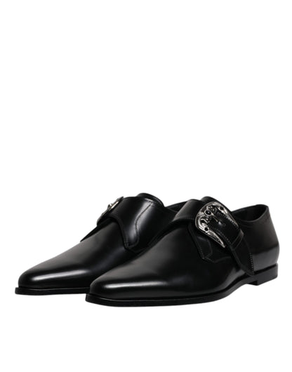 Zapatos Derby formales con hebilla de cuero negro de Dolce &amp; Gabbana