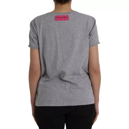 Dolce &amp; Gabbana Gray Cotton L'Amore E'Bellezza Top T-shirt