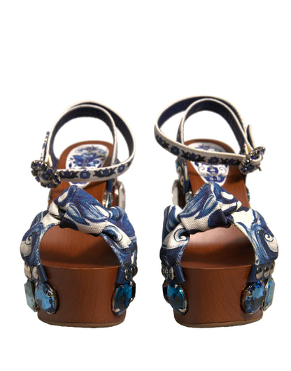 Sandalias de cuña con adornos de mayólica multicolor de Dolce &amp; Gabbana