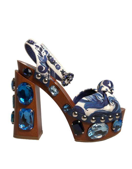 Sandalias de cuña con adornos de mayólica multicolor de Dolce &amp; Gabbana