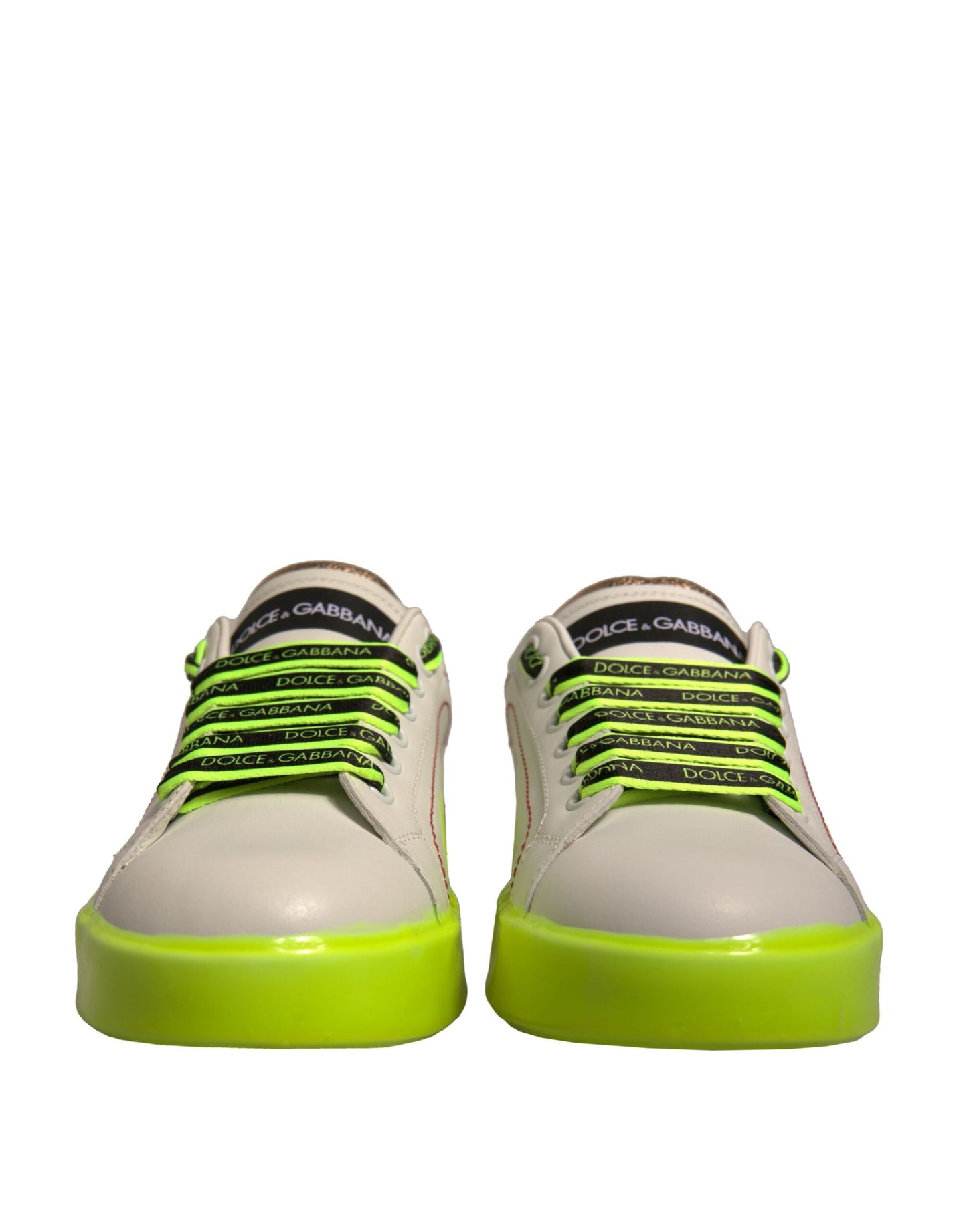 Zapatillas deportivas de piel Portofino blancas y amarillas de Dolce &amp; Gabbana