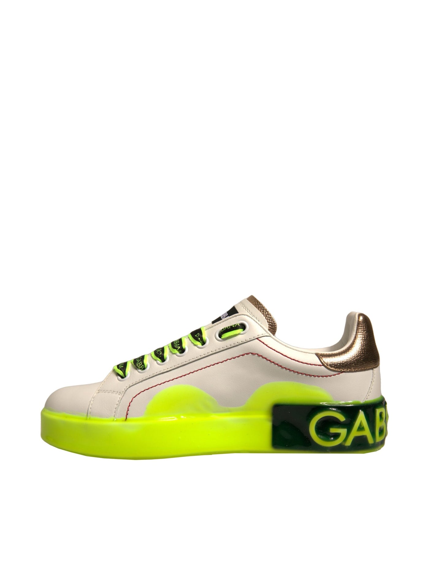 Zapatillas deportivas de piel Portofino blancas y amarillas de Dolce &amp; Gabbana