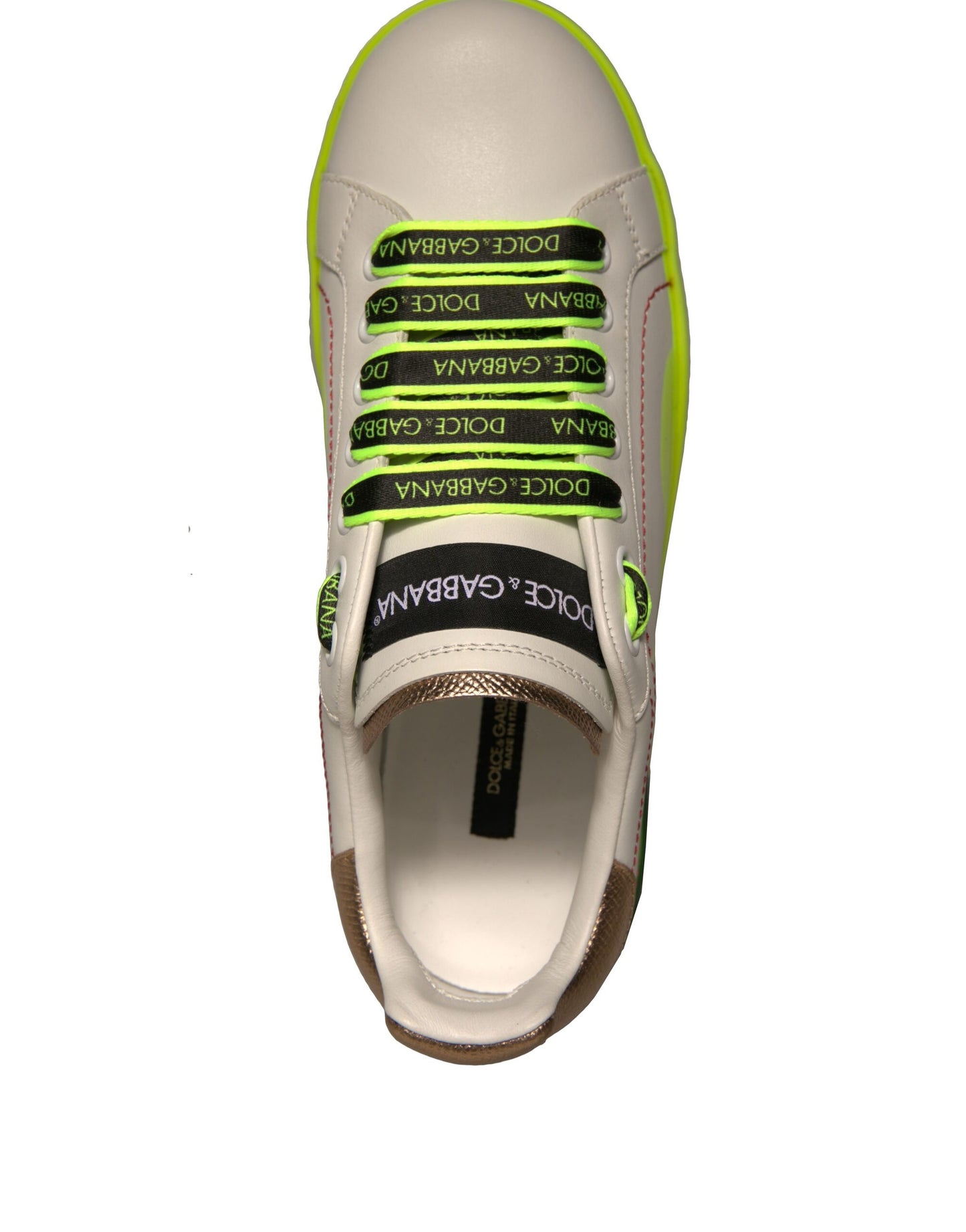 Zapatillas deportivas de piel Portofino blancas y amarillas de Dolce &amp; Gabbana