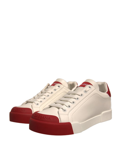 Zapatos Dolce &amp; Gabbana, zapatillas Portofino de piel blanca con logo