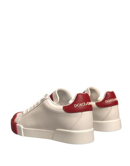 Zapatos Dolce &amp; Gabbana, zapatillas Portofino de piel blanca con logo