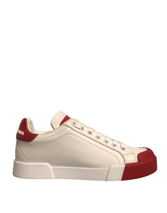 Zapatos Dolce &amp; Gabbana, zapatillas Portofino de piel blanca con logo