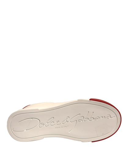 Zapatos Dolce &amp; Gabbana, zapatillas Portofino de piel blanca con logo
