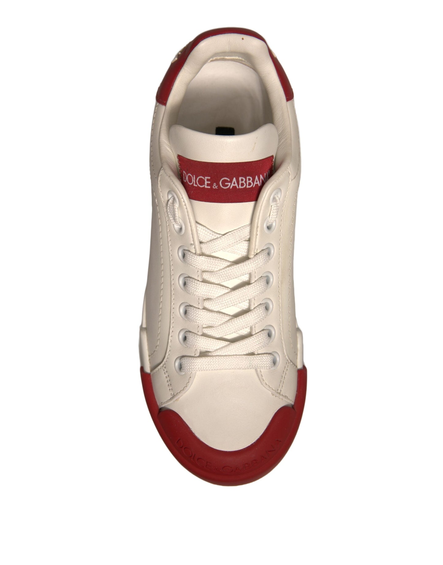 Zapatos Dolce &amp; Gabbana, zapatillas Portofino de piel blanca con logo