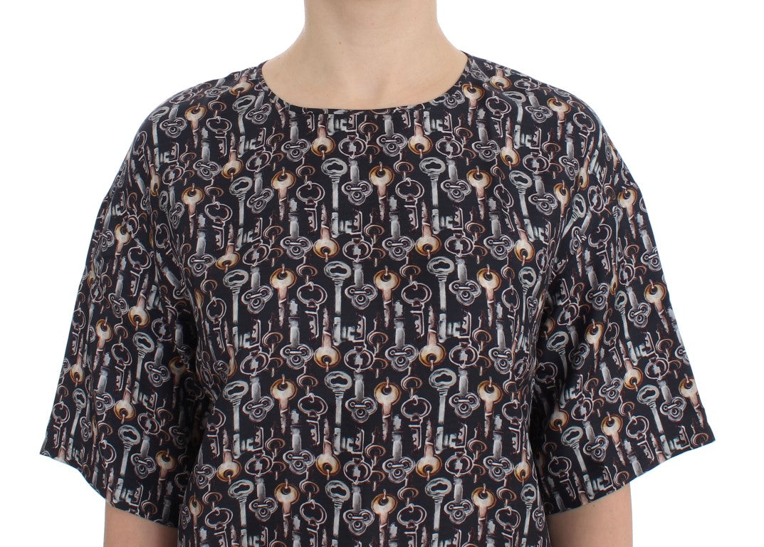 Dolce &amp; Gabbana Enchanted Sicily Silk Blouse with Key Print