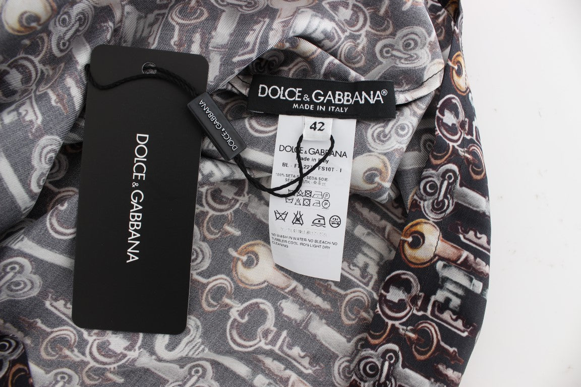Dolce &amp; Gabbana Enchanted Sicily Silk Blouse with Key Print