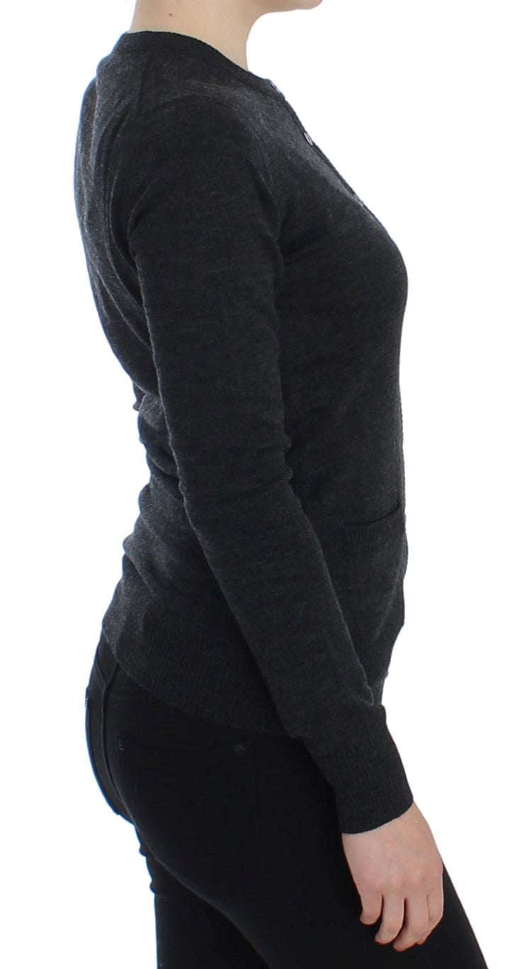 Dolce &amp; Gabbana Elegant Gray Wool Cardigan Sweater