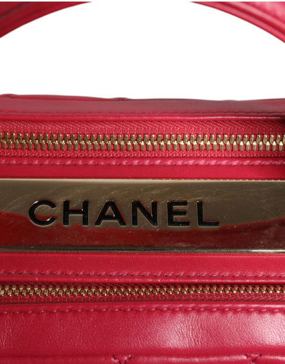 Bolso de piel de cordero con cadena CC y sello rosa de Chanel