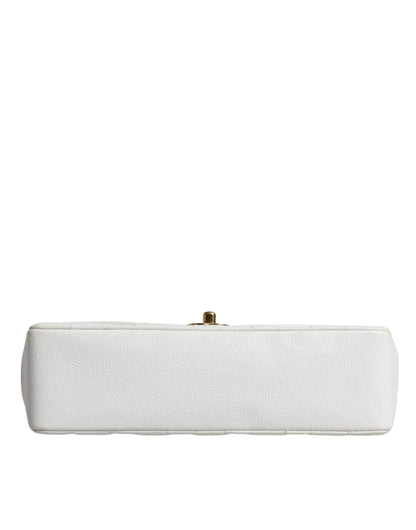 Bolso de hombro clásico mediano Diana de Chanel, color blanco, bañado en oro