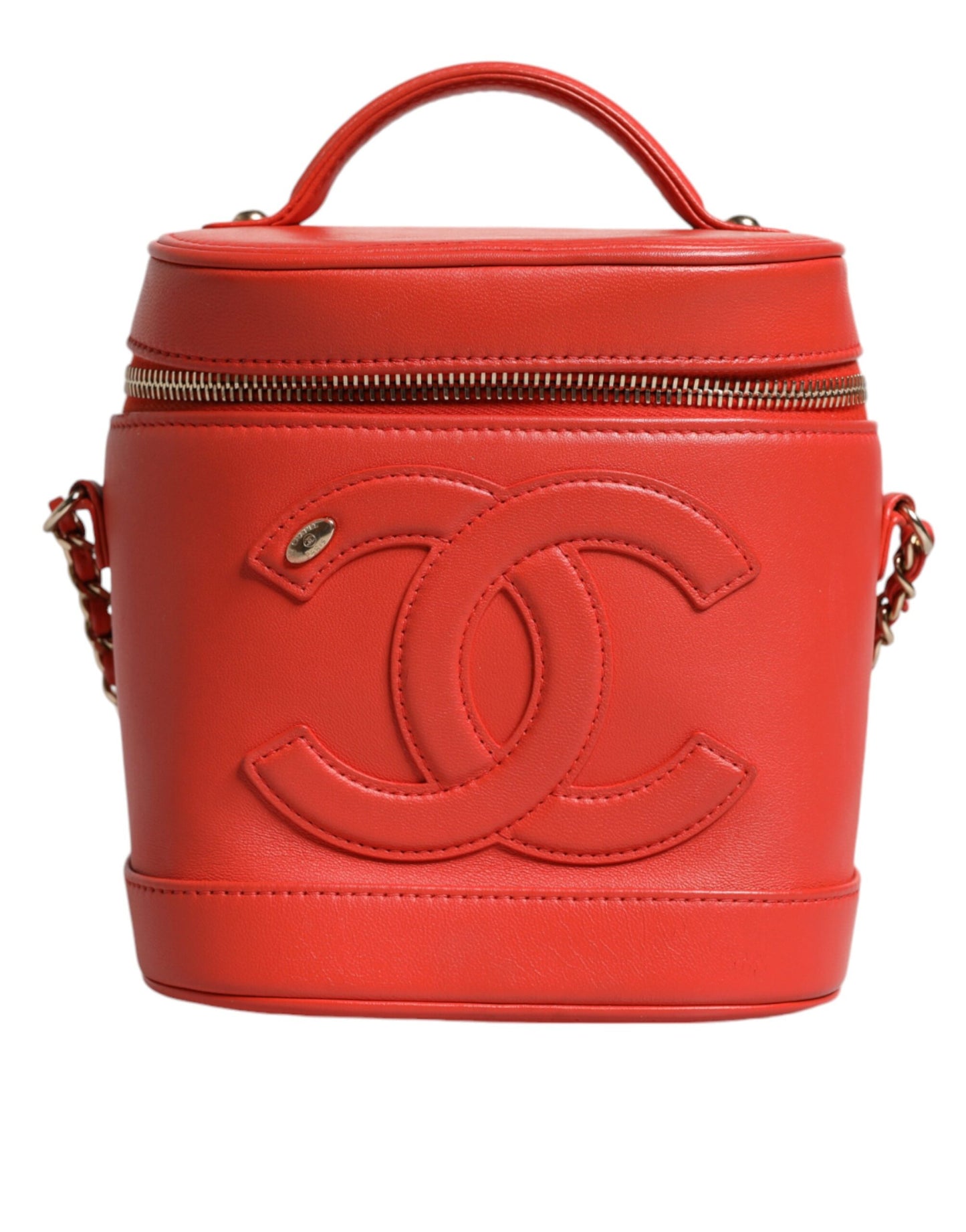 Bolso de mano con cadena y diseño de coco naranja de Chanel