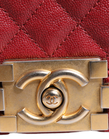 Bolso de hombro mediano Chanel de piel de cordero roja con doble cadena dorada