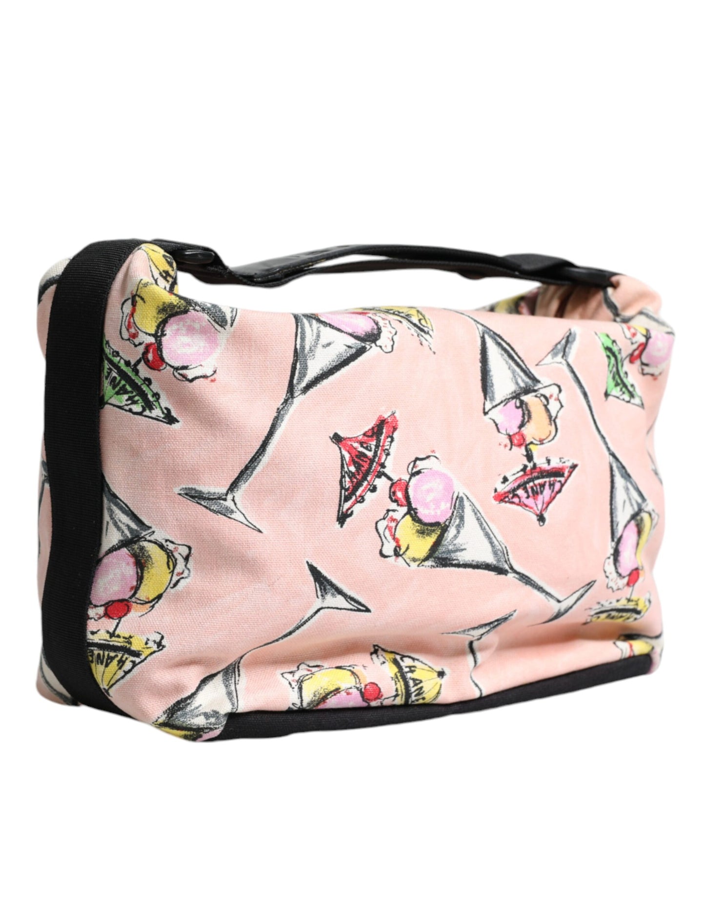 Bolso de mano estampado de lona rosa de la colección Crucero de Chanel