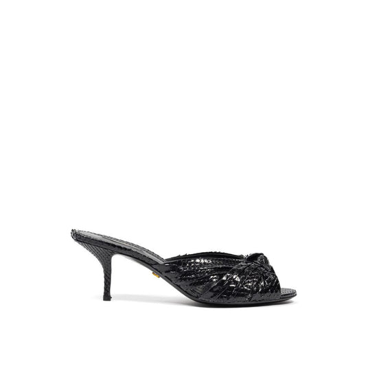 Sandalia Di Pitone de cuero negro Dolce &amp; Gabbana