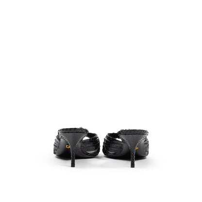 Sandalia Di Pitone de cuero negro Dolce &amp; Gabbana
