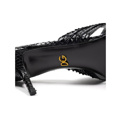 Sandalia Di Pitone de cuero negro Dolce &amp; Gabbana