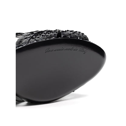 Sandalia Di Pitone de cuero negro Dolce &amp; Gabbana