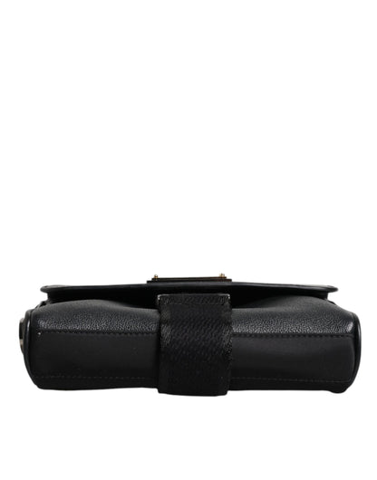 Bolso bandolera de piel con hebilla y placa del logotipo en negro de Dolce &amp; Gabbana