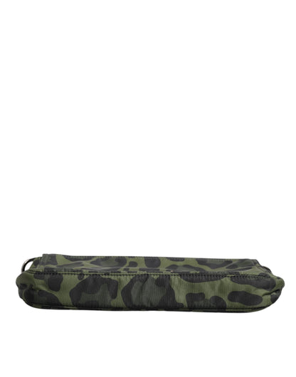 Bolso bandolera Dolce &amp; Gabbana de nailon verde con estampado de leopardo y concha