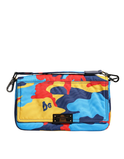 Bolso bandolera de nailon con estampado de camuflaje multicolor de Dolce &amp; Gabbana