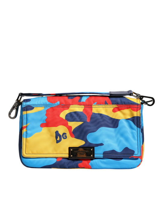 Bolso bandolera de nailon con estampado de camuflaje multicolor de Dolce &amp; Gabbana