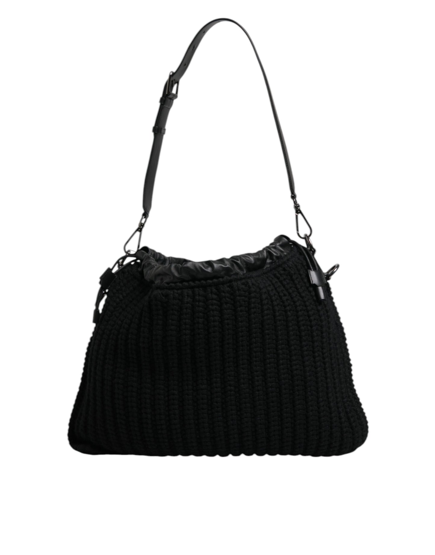 Bolso de hombro de piel de punto de cachemira negra de Dolce &amp; Gabbana