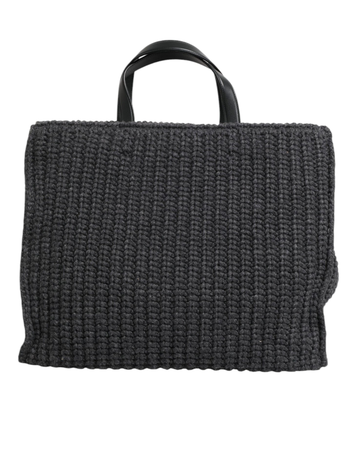 Bolso grande de hombro de punto de crochet negro de Dolce &amp; Gabbana con logotipo DG