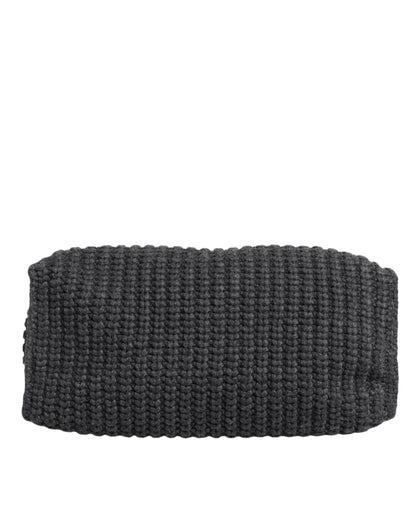 Bolso grande de hombro de punto de crochet negro de Dolce &amp; Gabbana con logotipo DG