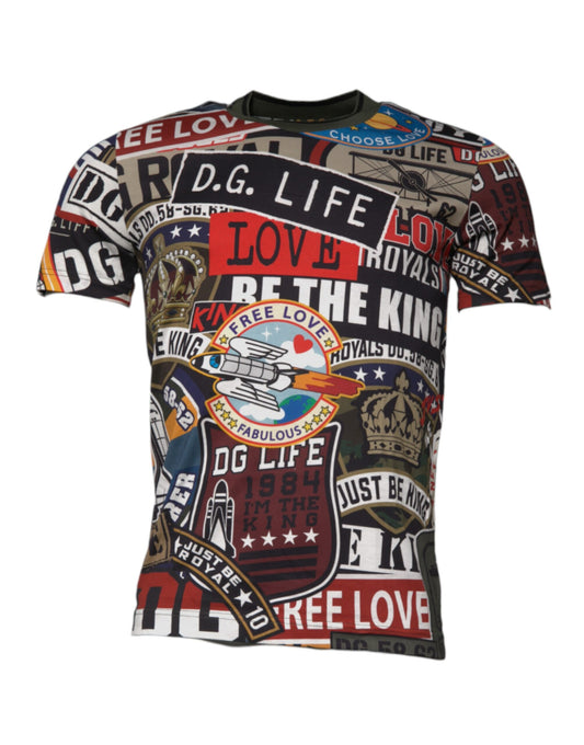 Dolce &amp; Gabbana Camiseta con cuello redondo y estampado gráfico multicolor en algodón