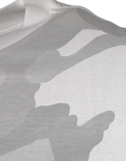 Camiseta de algodón con cuello redondo y estampado de camuflaje blanco y gris de Dolce &amp; Gabbana