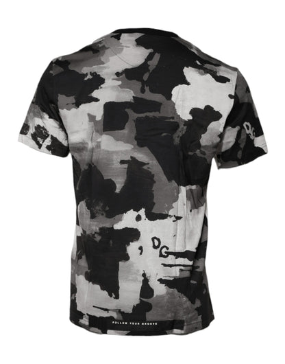 Camiseta de cuello redondo con estampado de camuflaje multicolor de Dolce &amp; Gabbana